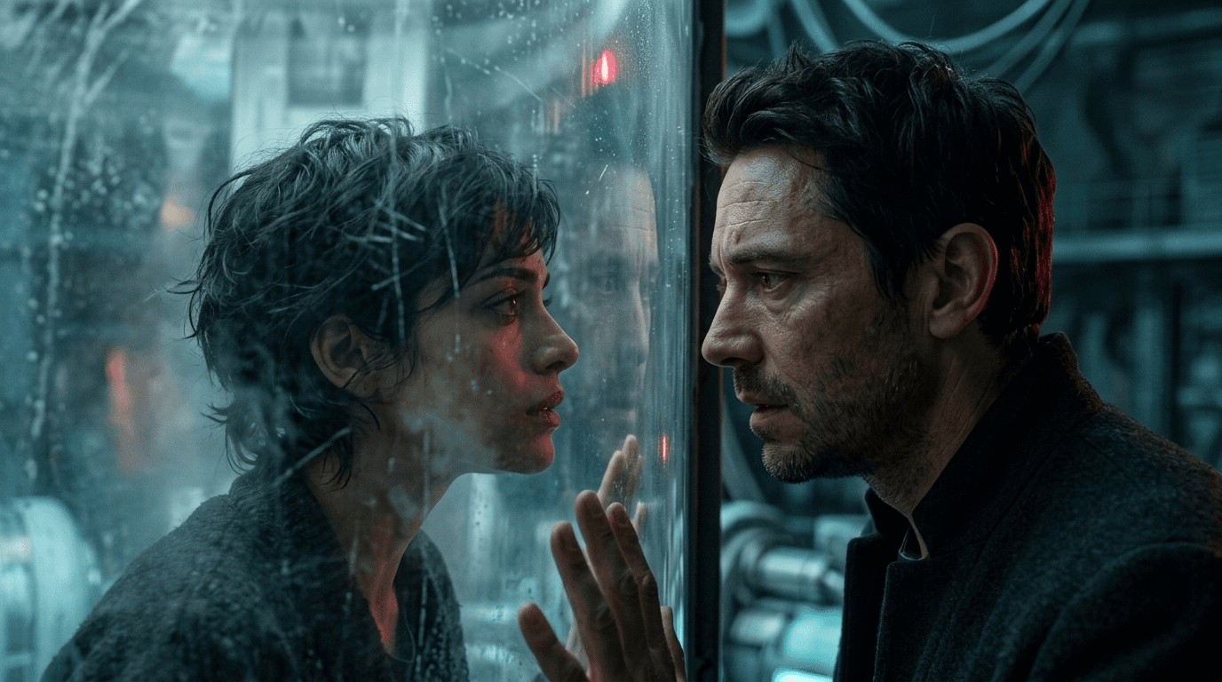 Mark and Hope separated by CETI containment glass